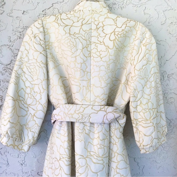 Vivienne Tam Trench Coat Ivory with Gold Embroidery, SzXXS - Picture 8 of 9